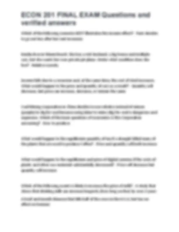 ECON 201 Final Exam: Micro and Macroeconomics Questions and Answers ...