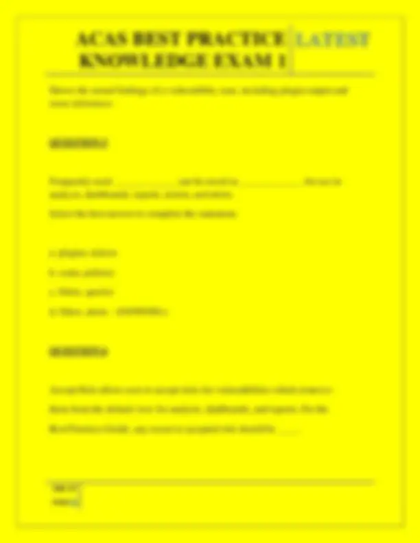 ACAS Best Practices Knowledge Exam: Questions and Answers | Exams ...
