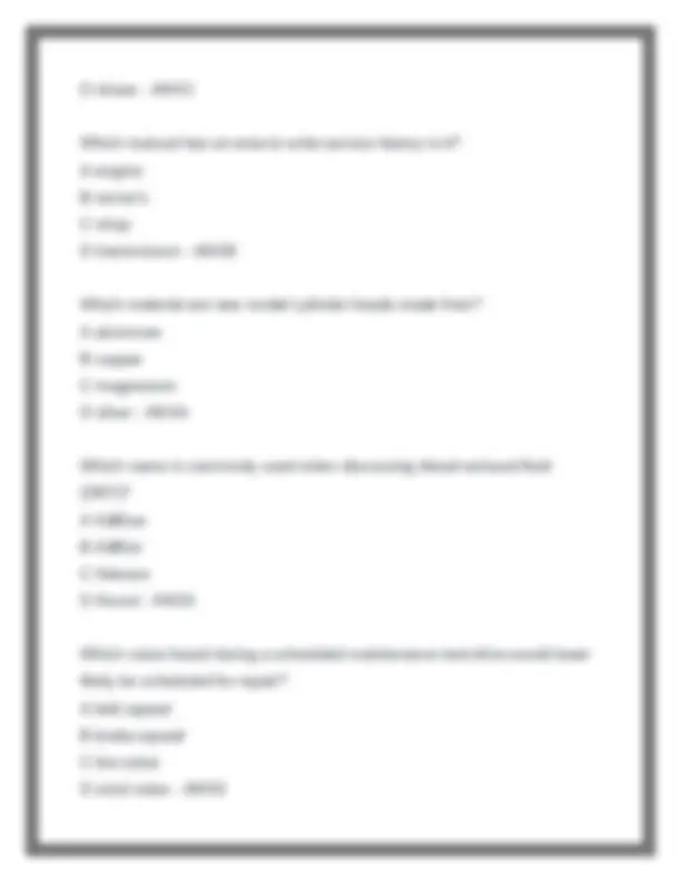 Mechanic Question Generator Auto Mechanics Test Questions and Answers | Exams Mechanics | Docsity