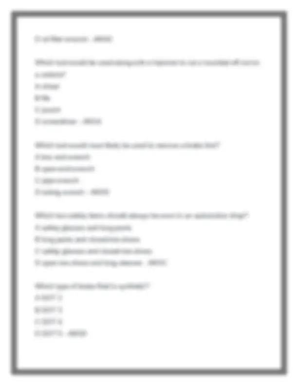 Auto Mechanics Test Questions and Answers | Exams Mechanics | Docsity