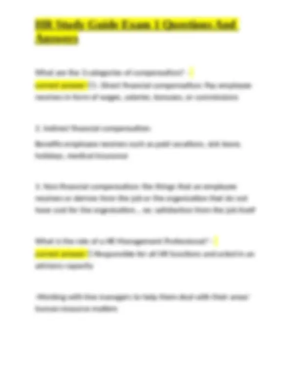 Human Resource Management (HRM): Exam 1 Questions and Answers | Exams ...
