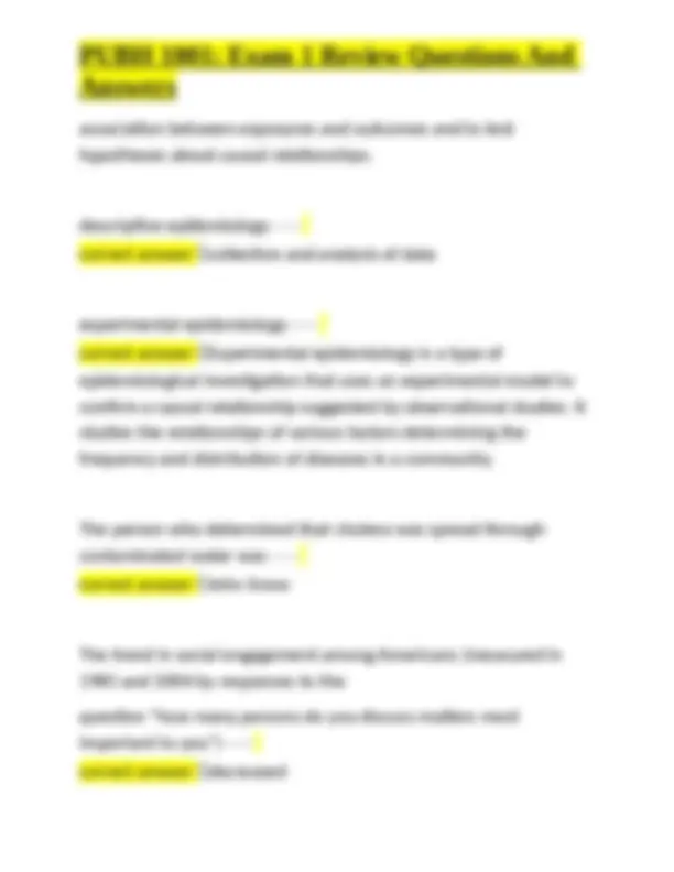 PUBH 1001 Exam 1 Review: Public Health Principles and Methods | Exams ...