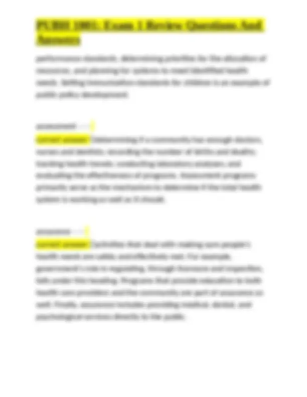 PUBH 1001 Exam 1 Review: Public Health Principles and Methods | Exams ...