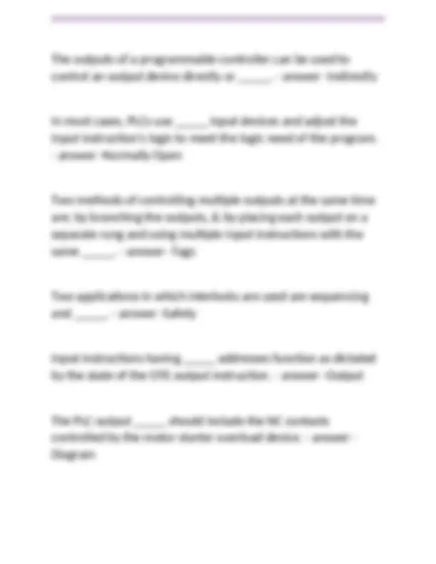 PLC (Amatrol Questions + answers graded A+).docx | Exams Nursing | Docsity