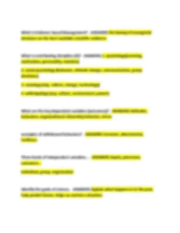 HROB 101 Exam Questions and Answers: Organizational Behavior | Exams ...