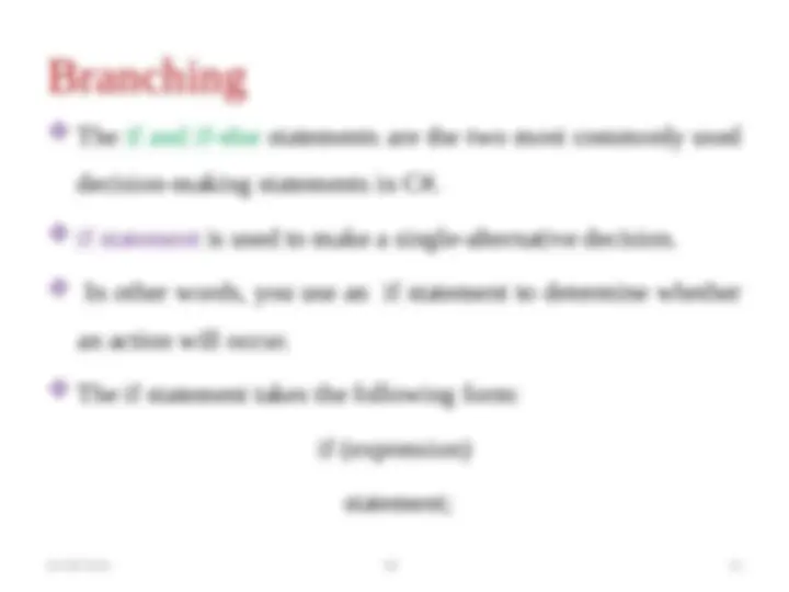 visual programming using C# | Lecture notes Programming Languages | Docsity