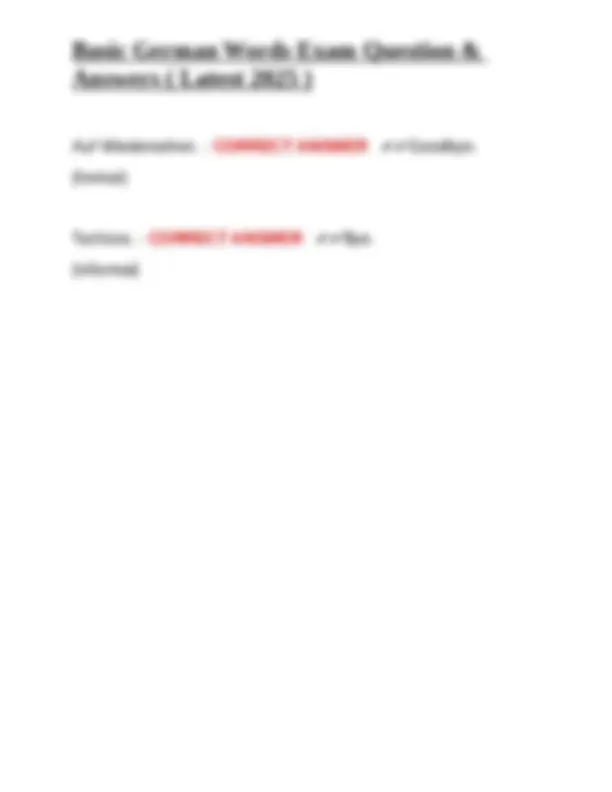 Basic German Words Exam Question & Answers ( Latest 2025 ) | Exams ...
