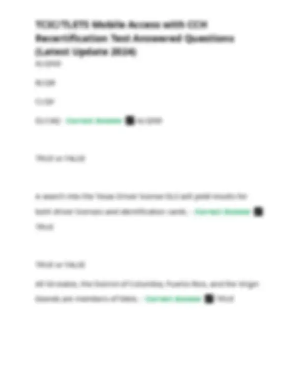 TCIC/TLETS Mobile Access with CCH Recertification Test: Questions and ...