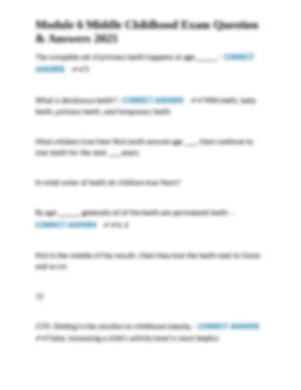 Middle Childhood Development: Exam Questions and Answers | Exams ...