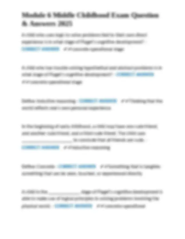 Middle Childhood Development: Exam Questions and Answers | Exams ...