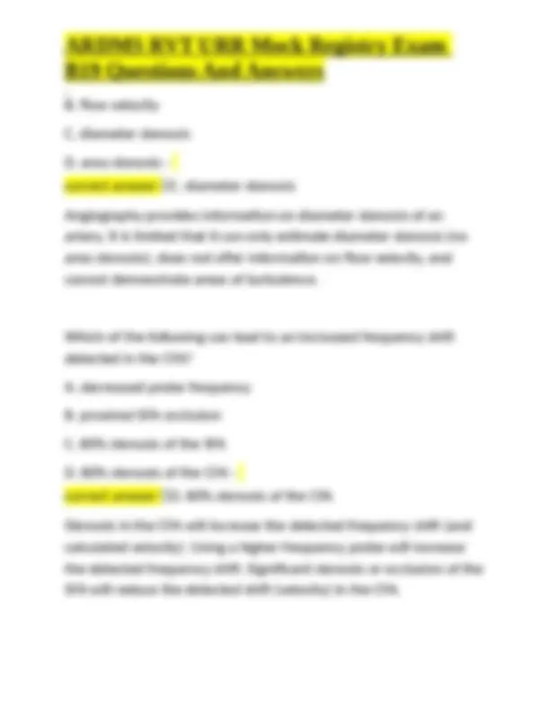 ARDMS RVT URR Mock Registry Exam: Questions and Answers | Exams ...