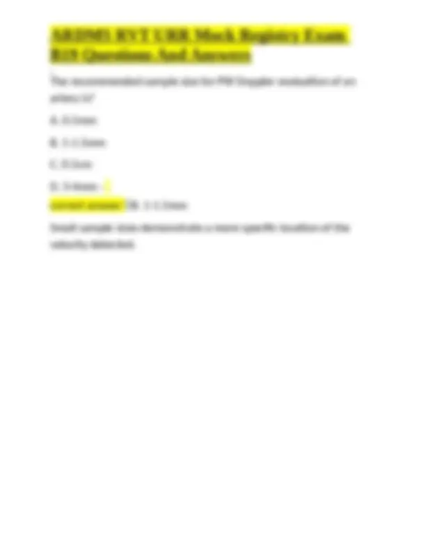 Ardms Rvt Exam Topics ARDMS RVT URR Mock Registry Exam: Questions and Answers | Exams ...