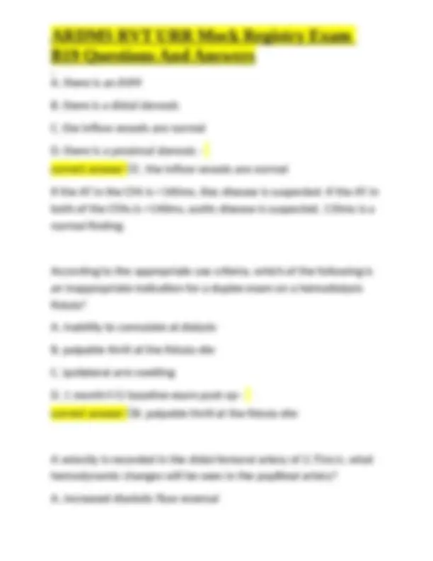 Ardms Rvt Exam Topics ARDMS RVT URR Mock Registry Exam: Questions and Answers | Exams ...