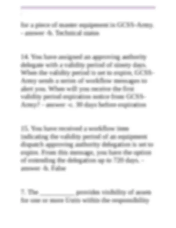 GCSS-Army Commander's Course (Sustainment) exam guide.docx | Exams ...