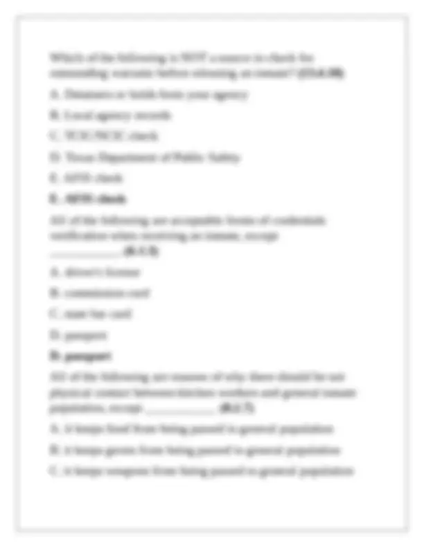 Basic County Jailer Practice Test Review | Exams Nursing | Docsity