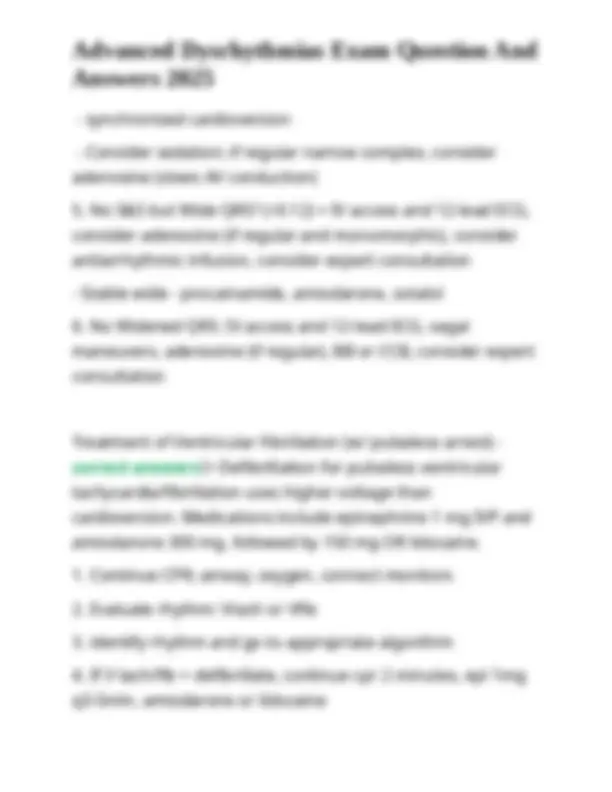 Advanced Dysrhythmias Exam Question And Answers 2025 | Exams Nursing ...
