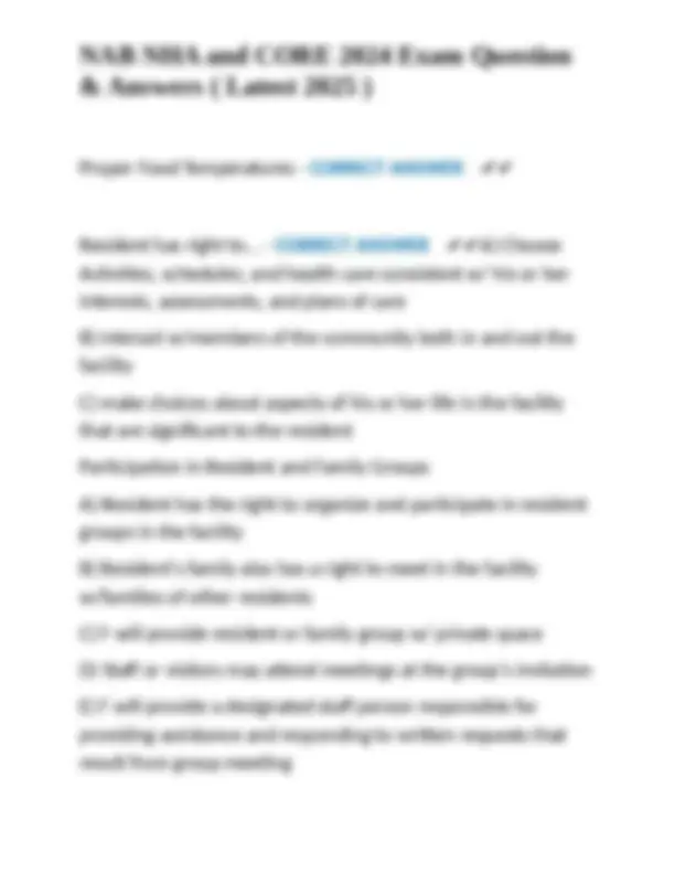 NAB NHA and CORE 2024 Exam Question Answers ( Latest 2025 ) Exams NAB NHA and CORE 2024 Exam Question Answers ( Latest 2025 ) Exams