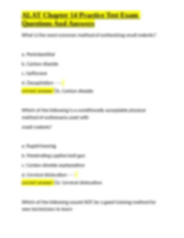 ALAT Chapter 14 Practice Test Exam Questions And Answers | Exams Animal ...