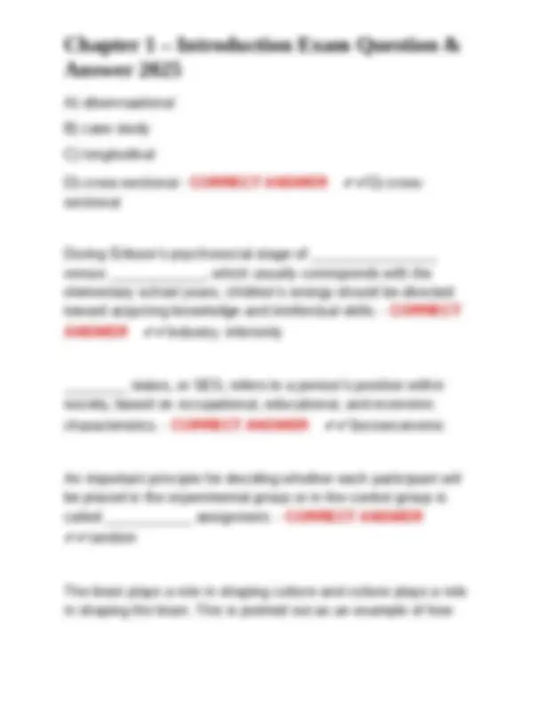 Introduction Based Question Chapter 1 – Introduction Exam Question & Answer 2025 | Exams Nursing ...
