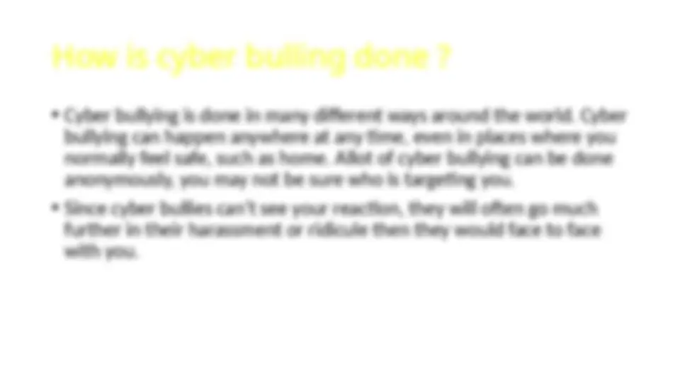 Cyber bulling ppt.x class 9 | Study notes Computer science | Docsity