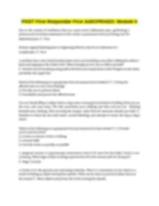 POST First Responder First Aid-CPR-AED; Modules 1-6 updated Questions ...