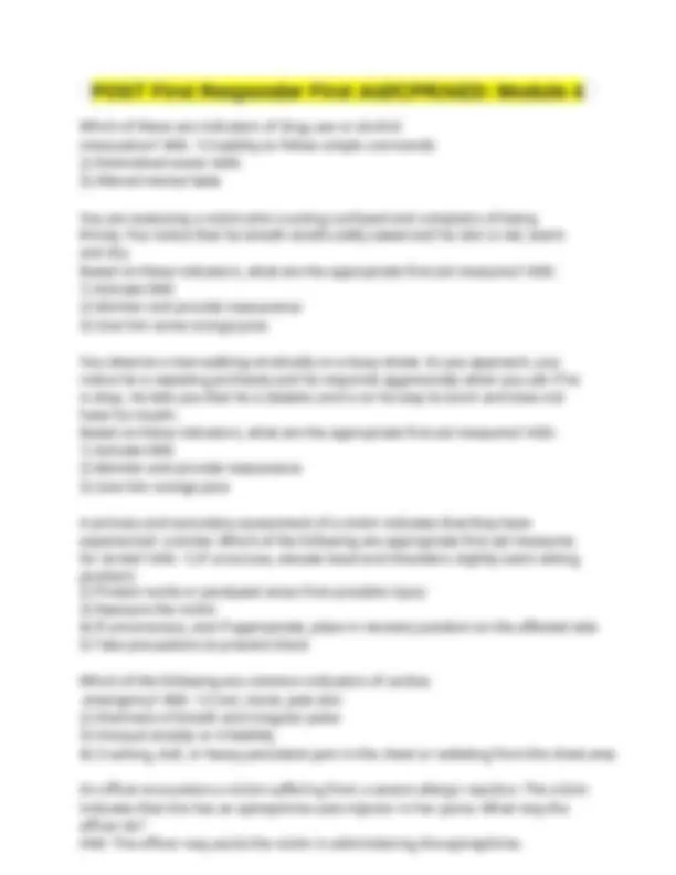 POST First Responder First Aid-CPR-AED; Modules 1-6 updated Questions ...