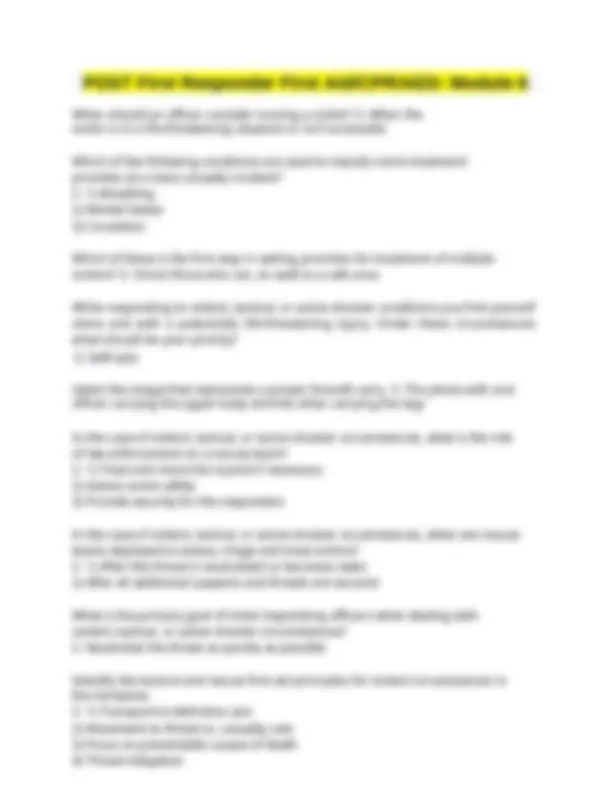 POST First Responder First Aid-CPR-AED; Modules 1-6 updated Questions ...