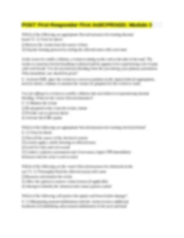 POST First Responder First Aid-CPR-AED; Modules 1-6 updated Questions ...