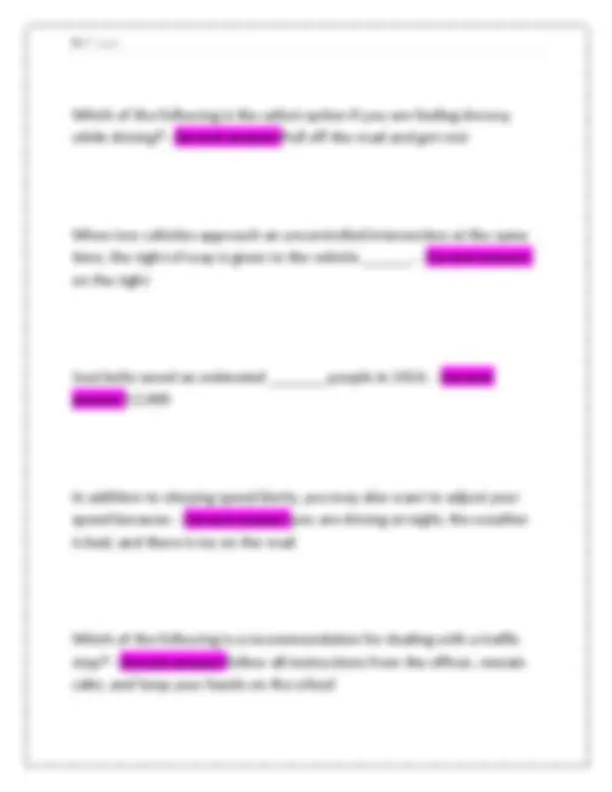 Defensive Driving Course Study Guide Defensive Driving Course: Final Exam / FULL Study Guide Actual ...