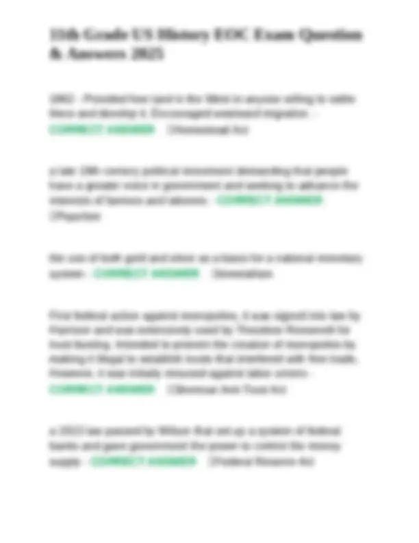 11th Grade US History EOC Exam Question & Answers 2025 | Exams Nursing ...