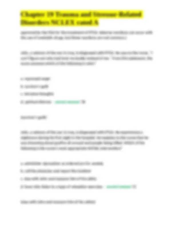 Chapter 19 Trauma and Stressor-Related Disorders NCLEX rated A | Exams ...