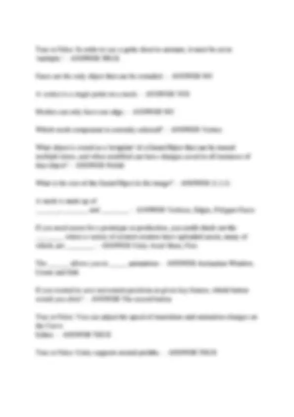 UNITY CERTIFIED USER ARTIST TRAINING TEST QUESTIONS AND ANSWERS | Exams ...