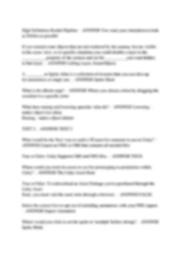 UNITY CERTIFIED USER ARTIST TRAINING TEST QUESTIONS AND ANSWERS | Exams ...