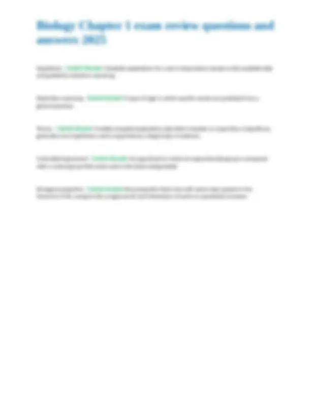 Biology Chapter 1 exam review questions and answers 2025 | Exams ...