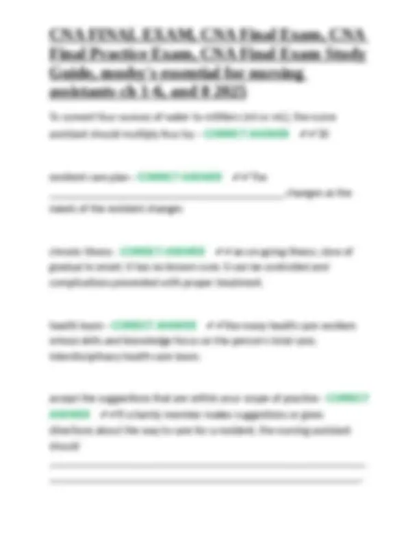 CNA Final Exam Study Guide: Questions and Answers for Nursing ...