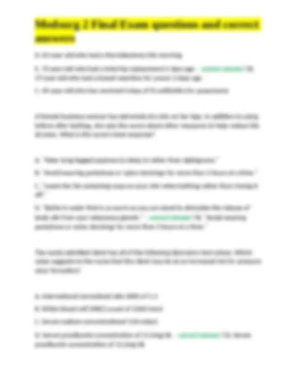 Medsurg 2 Final Exam questions and correct answers | Exams Nursing ...