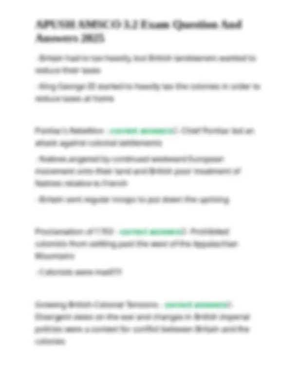 APUSH AMSCO 3.2 Exam Question And Answers 2025 | Exams Nursing | Docsity