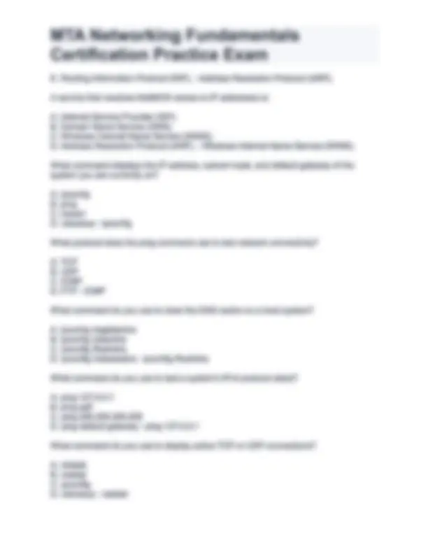 MTA NETWORKING FUNDAMENTALS CERTIFICATION PRACTICE EXAM QUESTIONS AND ...
