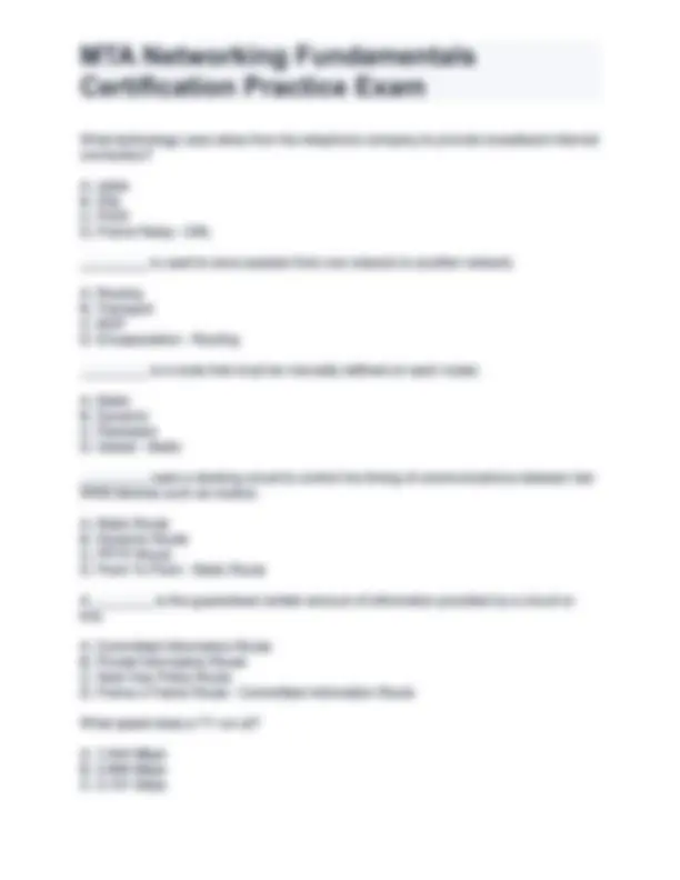 MTA NETWORKING FUNDAMENTALS CERTIFICATION PRACTICE EXAM QUESTIONS AND ...
