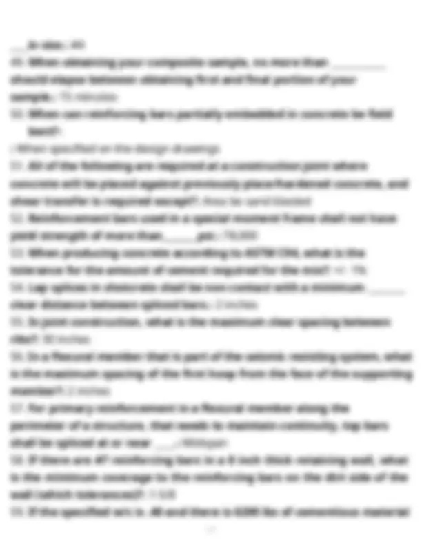 Concrete Reinforcement Code Test revision quiz detailed accurate ...