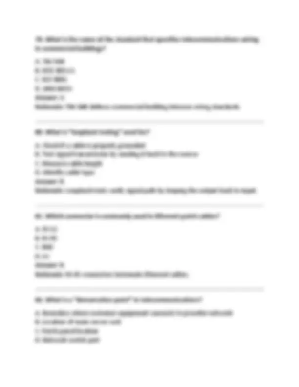 Telecommunications & Cabling Exam: UTP, Fiber Optics & Network ...
