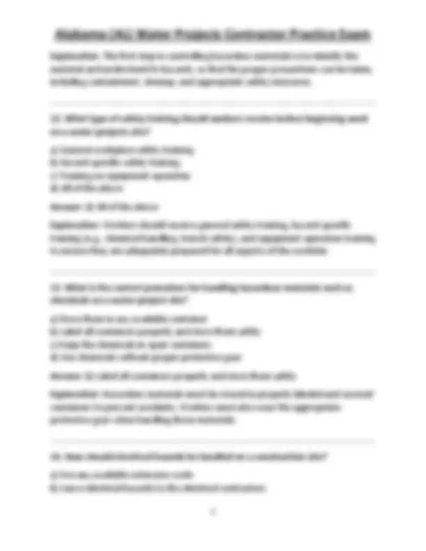 Alabama (AL) Water Projects Contractor Practice Exam (Question & Answer ...