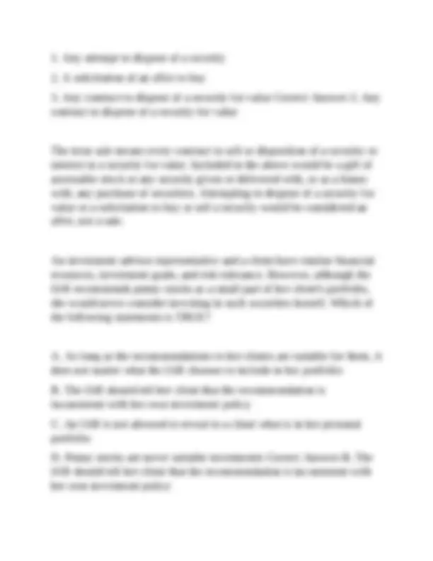 Series 63 Exam Practice Questions and Answers: Securities Regulations ...