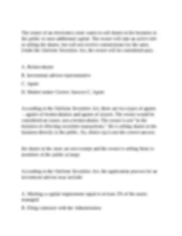 Series 63 Exam Practice Questions and Answers: Securities Regulations ...
