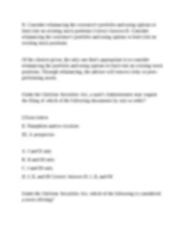 Series 63 Exam Practice Questions and Answers: Securities Regulations ...