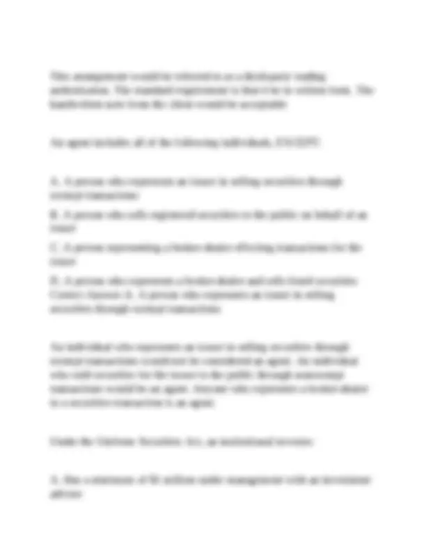 Series 63 Exam Practice Questions and Answers: Securities Regulations ...
