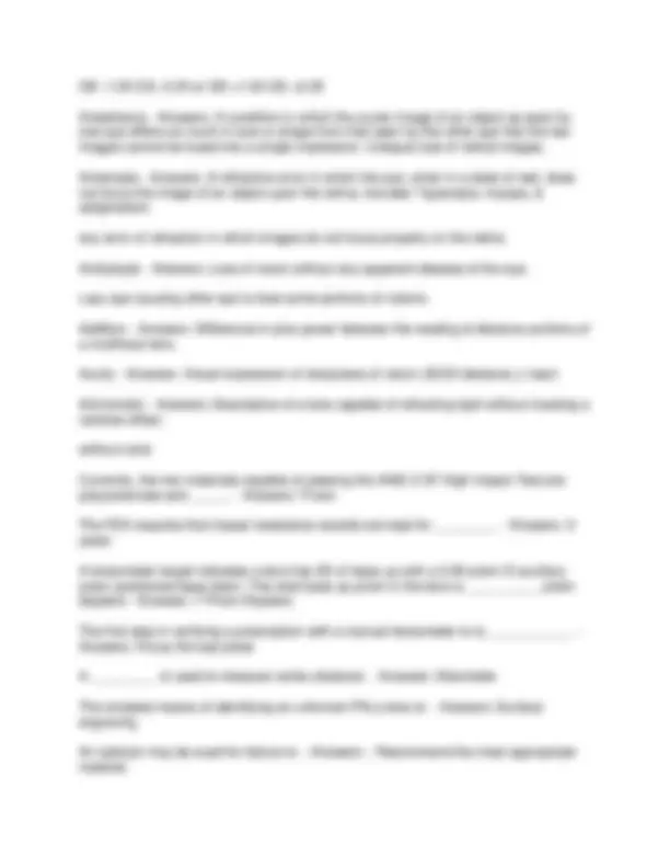 Optometry Related Questions Optometry Exam Questions and Answers: Lens Optics and Vision Correction ...