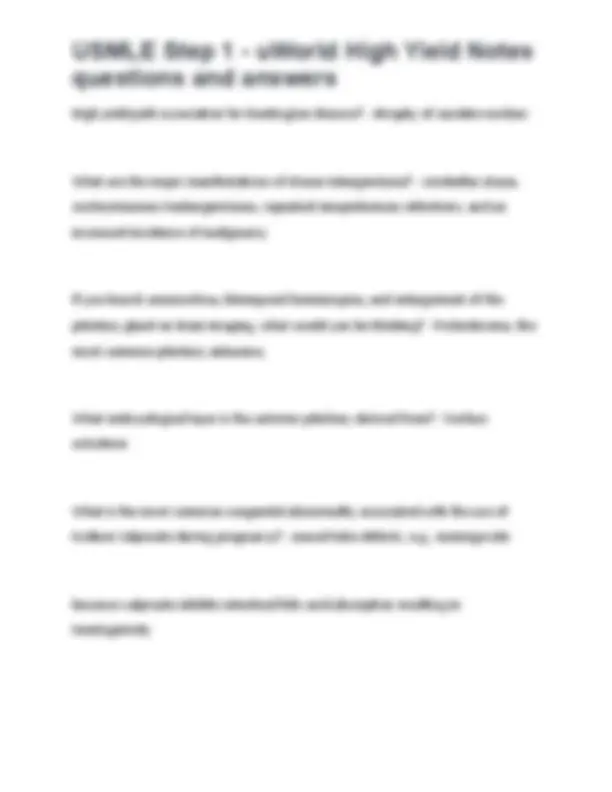 USMLE Step 1 - uWorld High Yield Notes questions and answers. | Exams ...