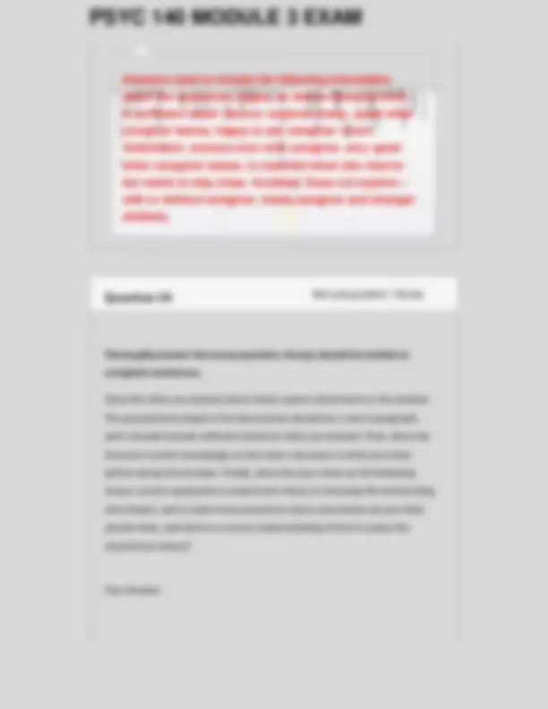 Portage Learning –PSYC 140 – Module 3 – Final Practice Exam Questions ...
