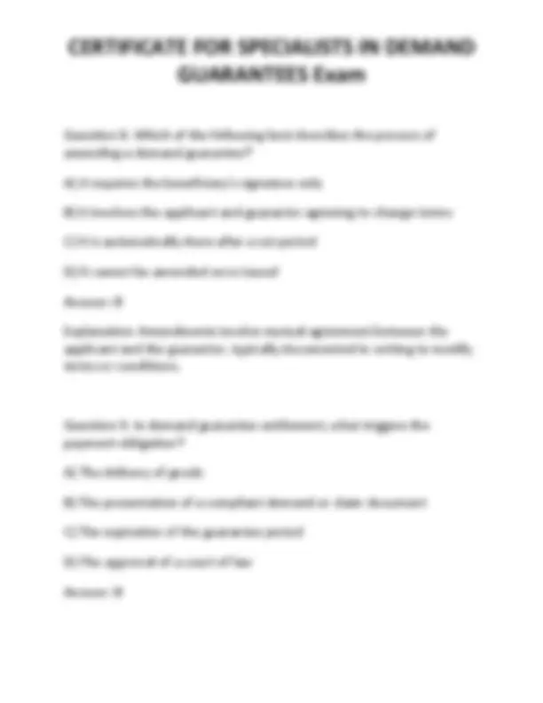 CERTIFICATE FOR SPECIALISTS IN DEMAND GUARANTEES Exam | Exams ...